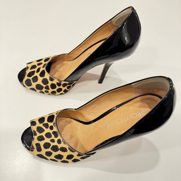 Boutique 9 Animal Print Black Open Toe Pumps - Size 8 - Excellent Condition - Picture 6 of 10